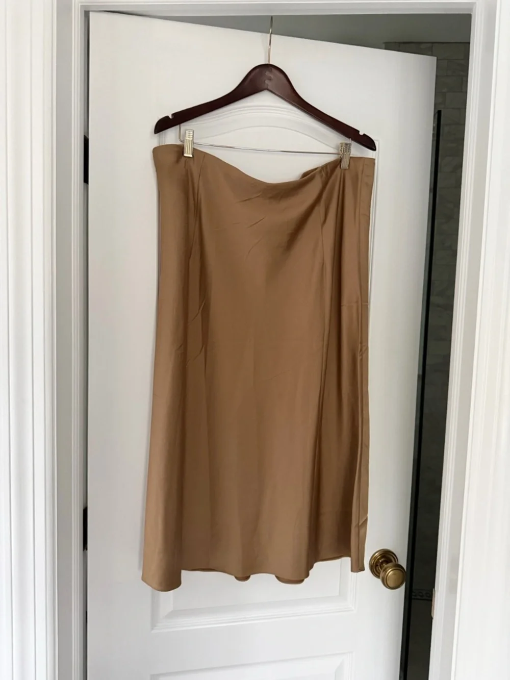 J.Crew Gwyneth Slip Skirt XXL Champagne Satin Midi NWT